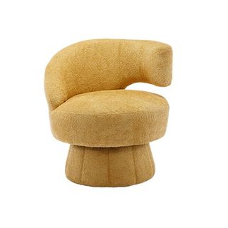 360 Degree Swivel Chair With Armrest, Upholstery Round Sofa Chair With Ergonomic Curved Back and Wood Frame, Upholstered Comfy Chair With Padded Seat for Reading Room Apartment