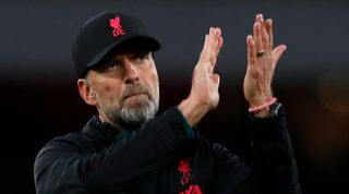 Liverpool manager Jurgen Klopp applauds the fans after his side's 3-2 defeat at Arsenal.