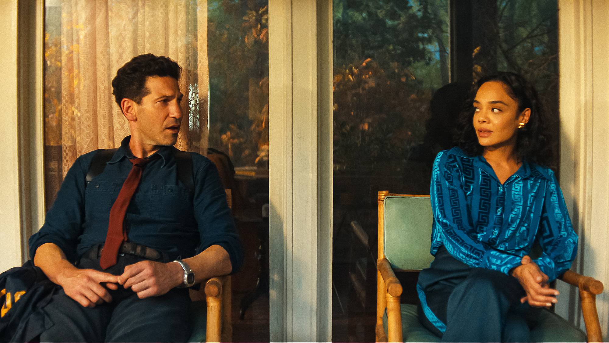 Jon Bernthal as Detective Jack Harper and Tessa Thompson as Anna in "His &amp;amp; Hers" on Netflix