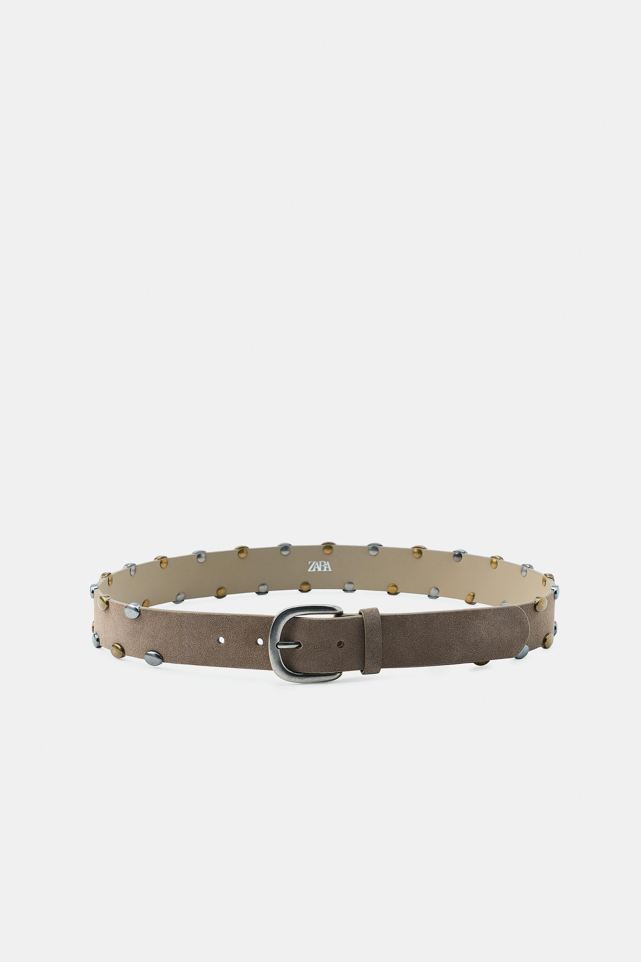 100% Suede Leather Belt With Studs