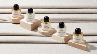 A selection of Byredo perfume bottles.