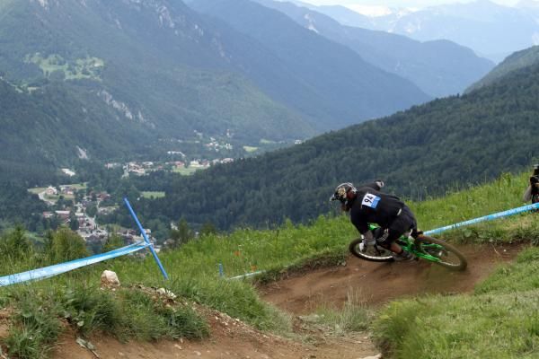 A downhiller racing in Slovenia