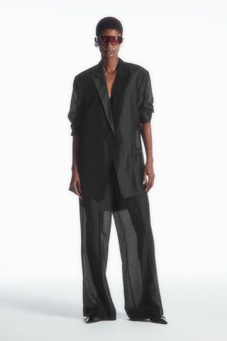 Sheer Straight-Leg Trousers