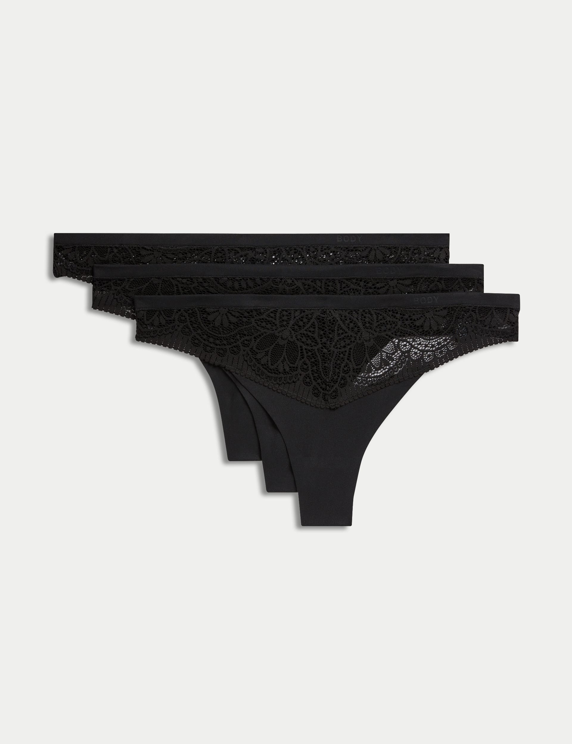 3pk Body Soft&amp;trade; Lace Thongs