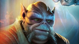 Key art for Star Wars Zero Company, cropped to focus in on a lasat character
