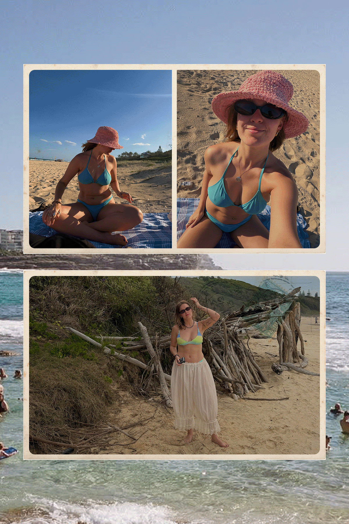An image of Who What Wear UK assistant social media editor, Annie Wheatland-Clinch, on her balmy beach trip.