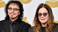 Tony Iommi and Ozzy Osbourne, winners of Best Metal Performance for 'God Is Dead?,' pose in the press room during the 56th GRAMMY Awards at Staples Center on January 26, 2014