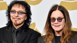 Tony Iommi and Ozzy Osbourne, winners of Best Metal Performance for 'God Is Dead?,' pose in the press room during the 56th GRAMMY Awards at Staples Center on January 26, 2014