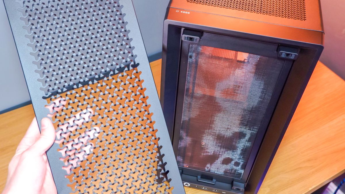 A Corsair Frame 4000D case with various features designed for both Corsair's own iCUE ecosystem and for the benefit of system builders.