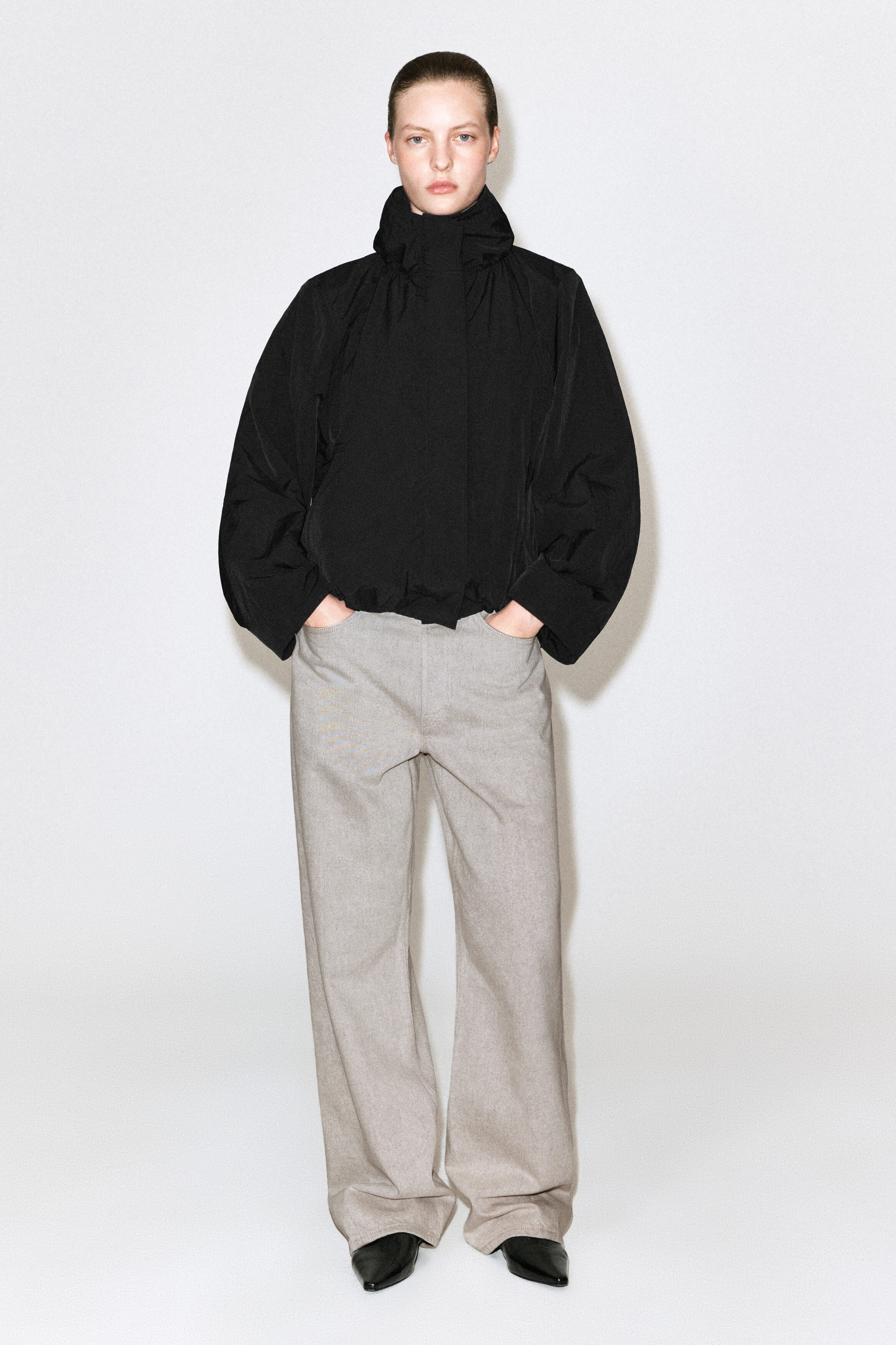Nylon Funnel-Neck Jacket