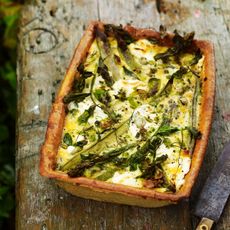 Vegetable, herb and goat's cheese pastry tart