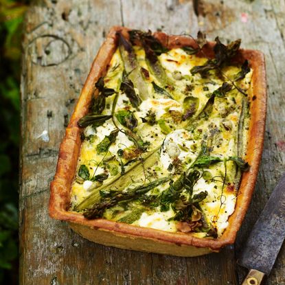 Vegetable, herb and goat's cheese pastry tart