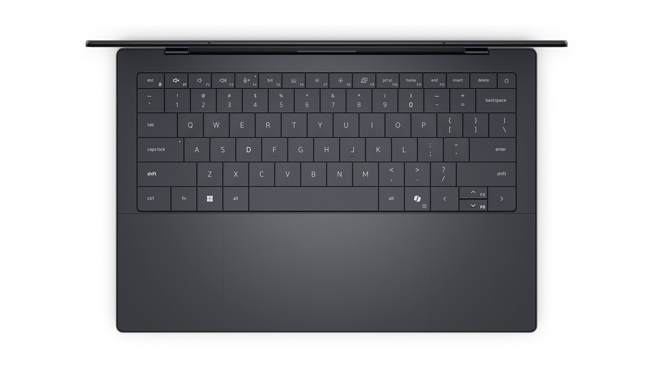 Dell XPS 14 2026 top-down view of keyboard