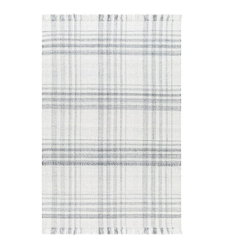 light grey plaid pet-friendly area rug