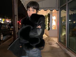 Jen Ceballos in a fur jacket