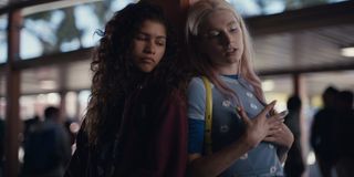 Zendaya in Rue's hoodie in Euphoria HBO