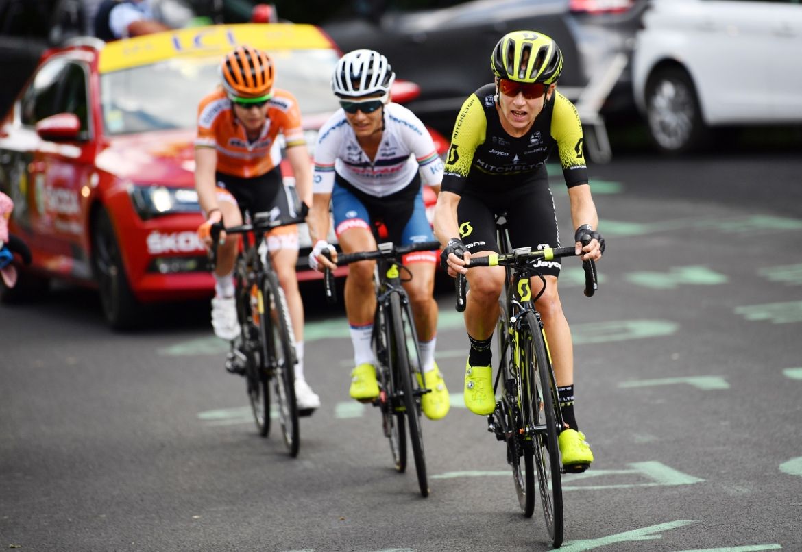 Annemiek van Vleuten (Team Mitchelton-Scott), Ashleigh Moolman Pasio (Cervelo-Bigla Pro Cycling Team), Anna Van Der Breggen (Boels - Dolmans Cycling Team)