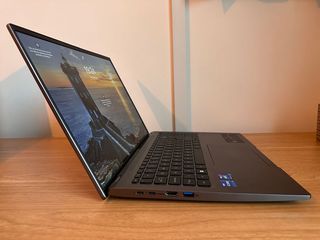 Side view of Acer Swift X laptop