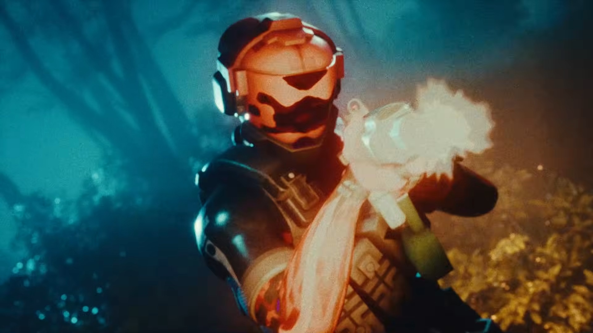 Marathon Sentinel shell firing a rifle in the dark