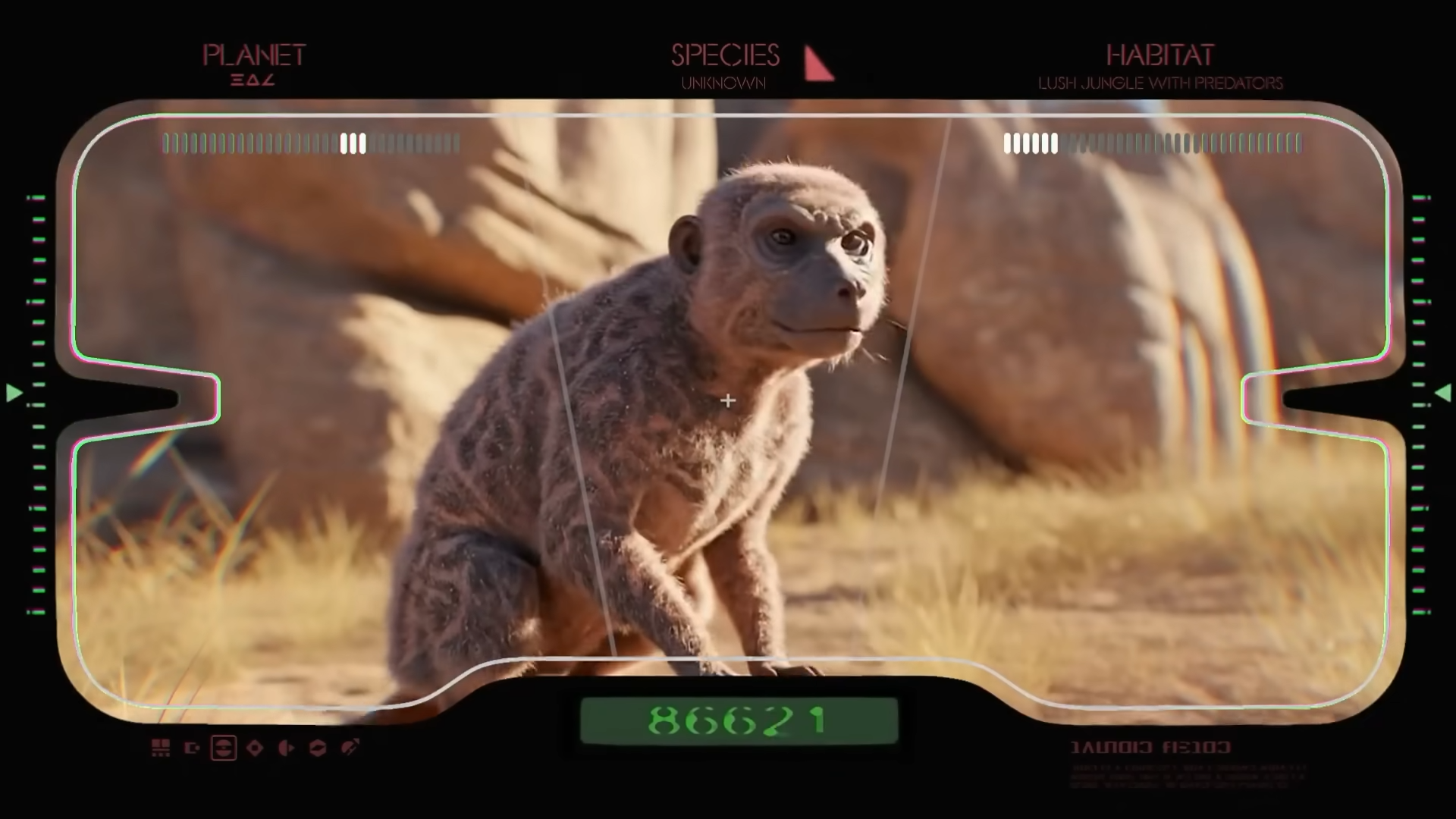 A Star Wars: Field Guide screenshot, showing an ape's face on a hyena's body.