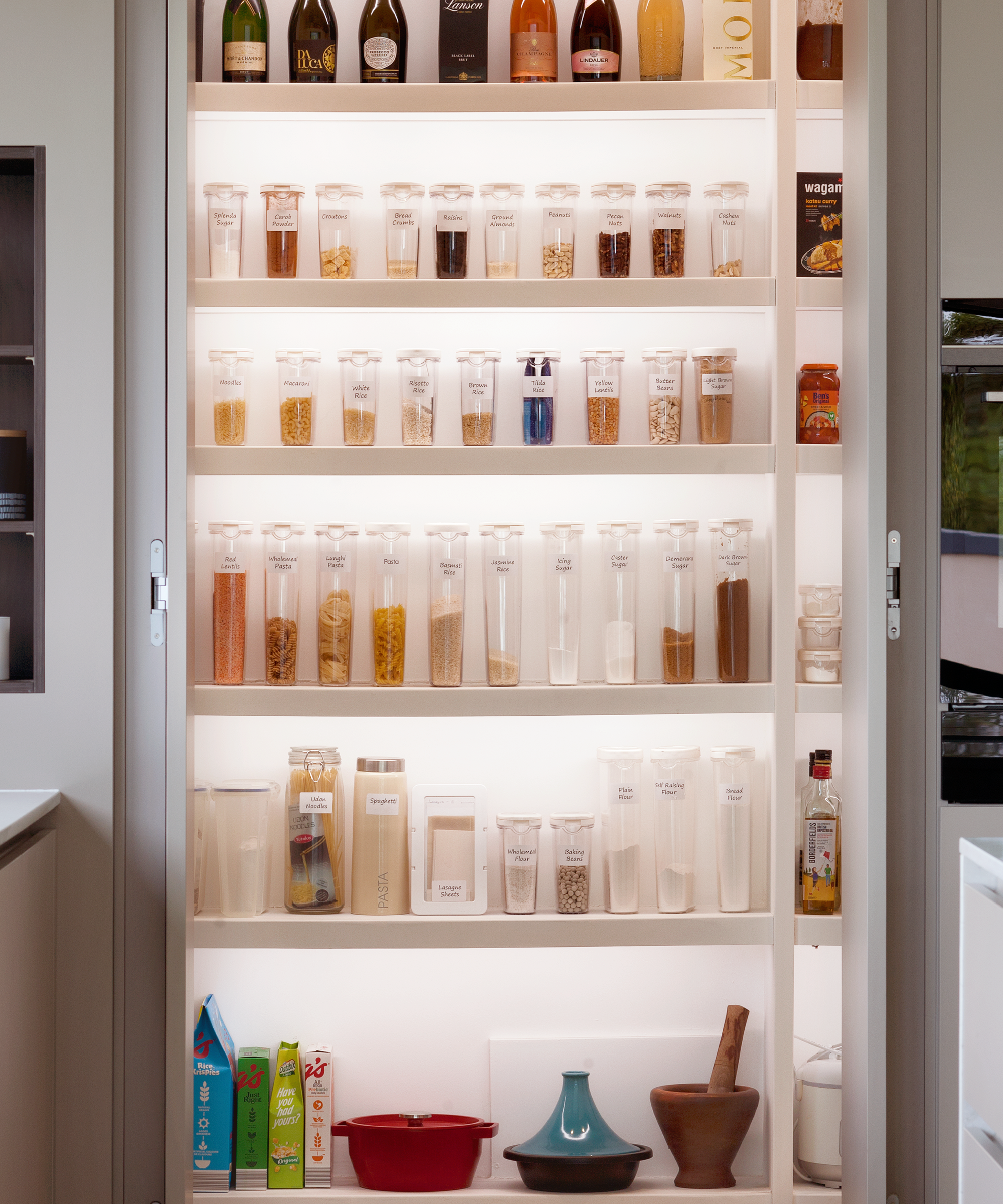 Pantry with labelled jars
