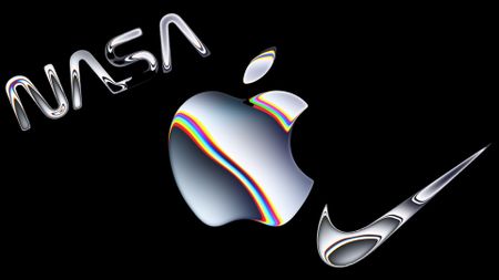 NASA/Apple/Nike logos with chrome effect