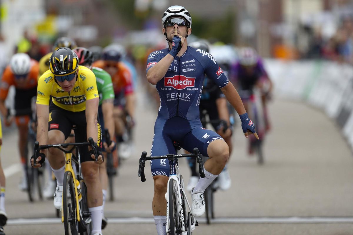 ZLM Tour 2022 33rd Edition 3rd stage Heythuysen Buchten 1925 km 10062022 Jakub Mareczko ITA Alpecin Fenix Olav Kooij NED Team Jumbo Visma photo Dion KerckhoffsCVSprintCyclingAgency2022