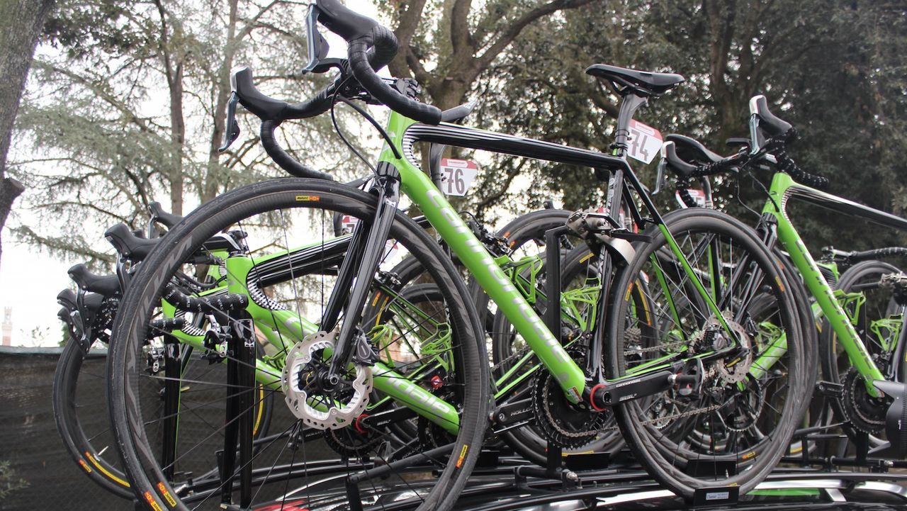 Alex Howes and Tom Skujins were the only riders on disc brakes at the Strade Bianche