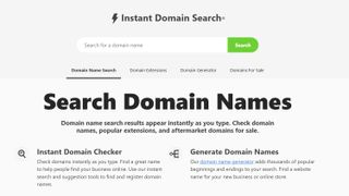 Instant Domain Search homepage screenshot