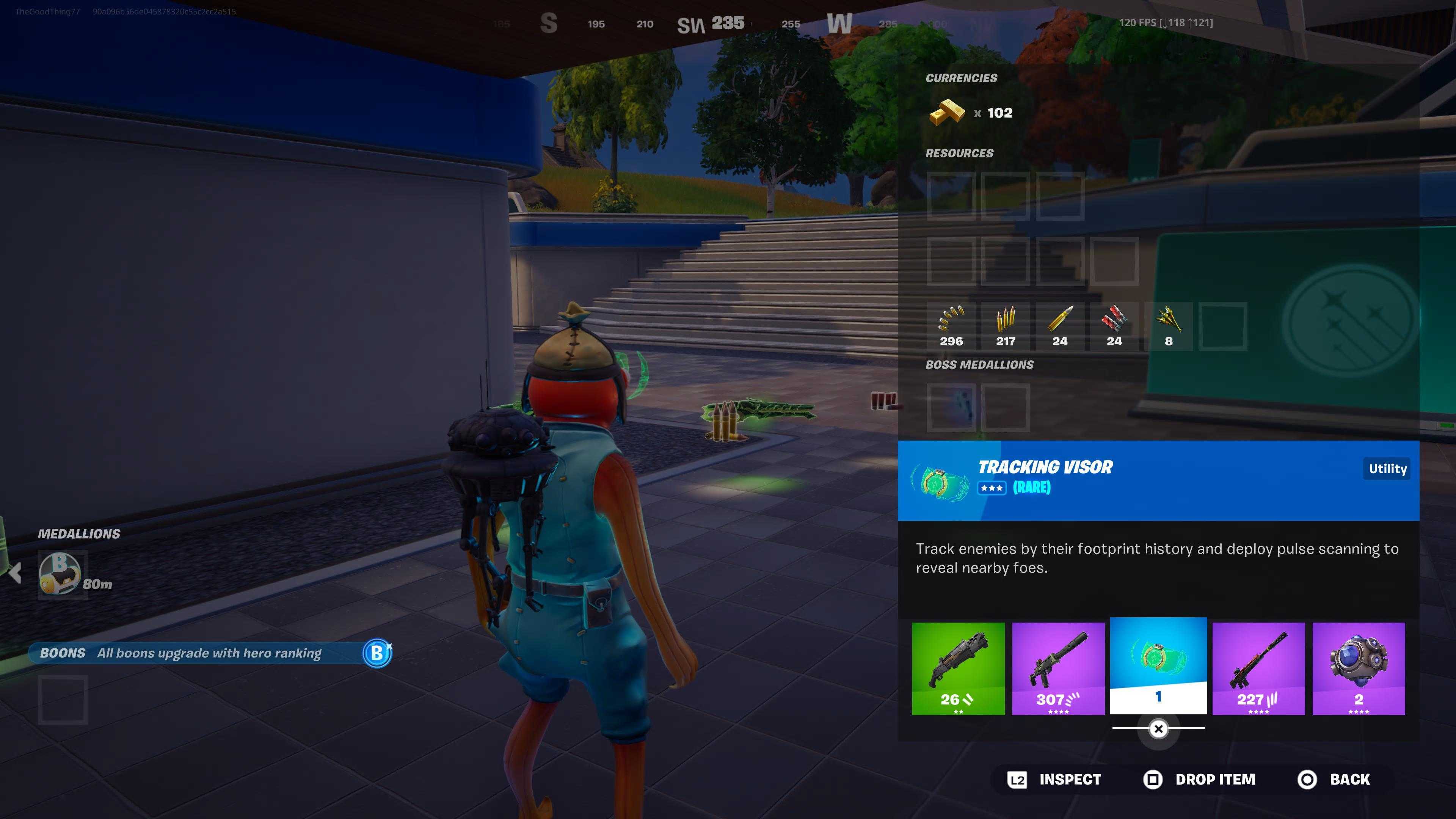 Inspecting the Tracking Visor in the inventory menu