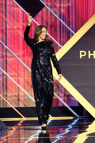 U.S. Vice President Kamala Harris seen onstage during The Congressional Black Caucus Foundation's 53rd Annual Legislative Conference Annual Phoenix Awards Dinner at Walter E. Washington Convention Center on September 14, 2024 in Washington, DC.