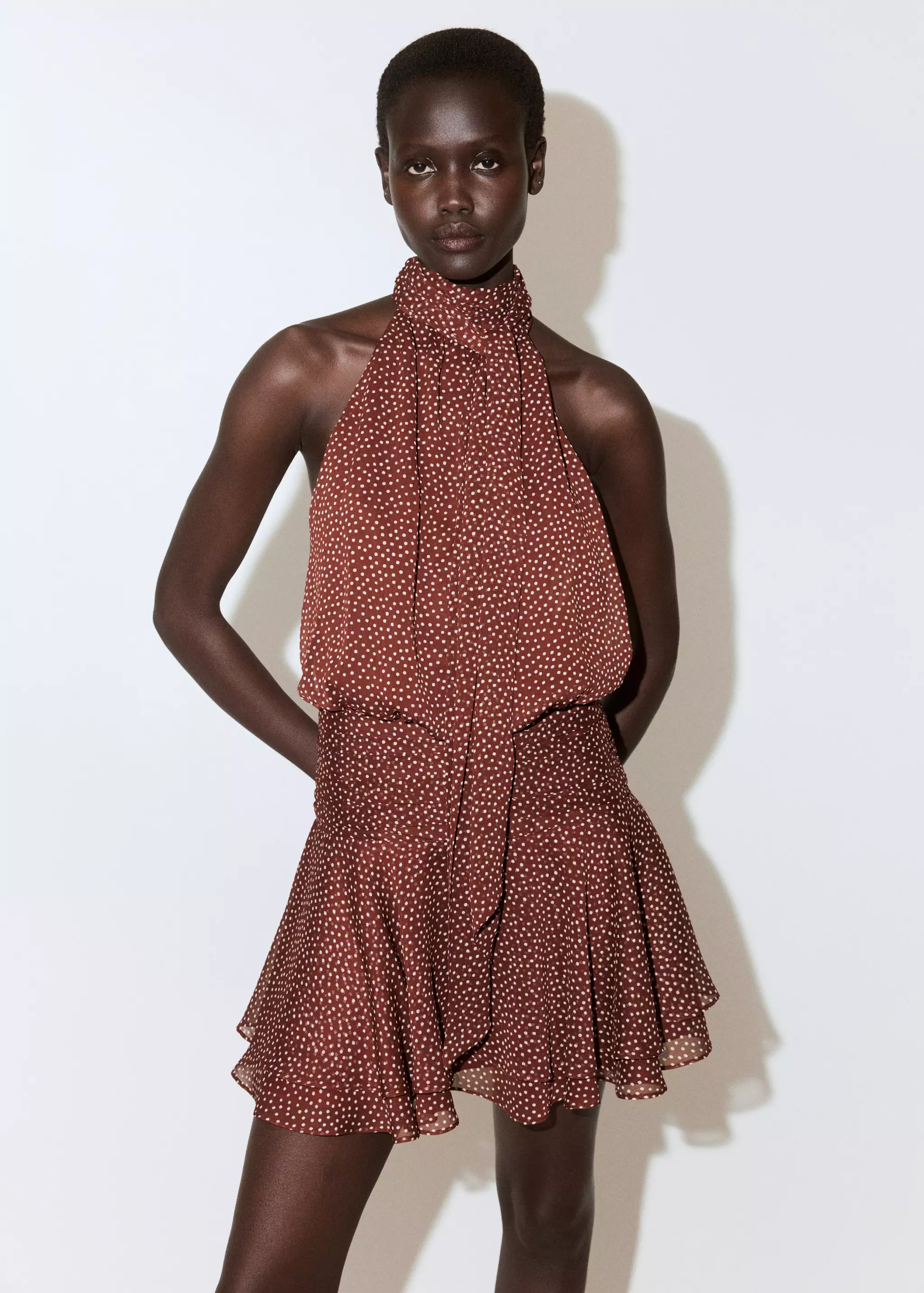 Polka-Dot Halter Dress - Women | Mango Usa