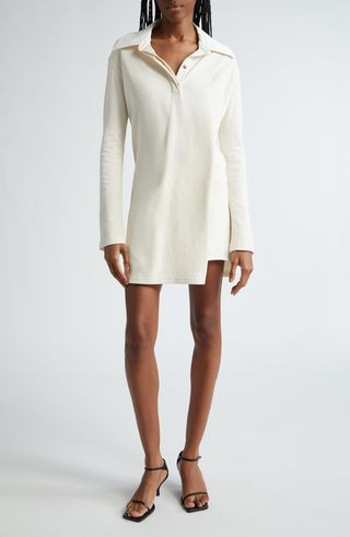 Twist Long Sleeve Piqué Polo Minidress