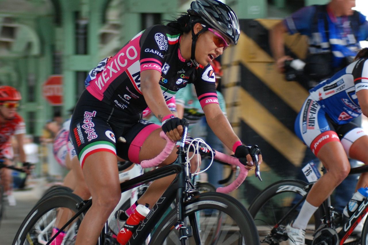 A rider from the Mexican National Team, already breathing hard before the climb starts