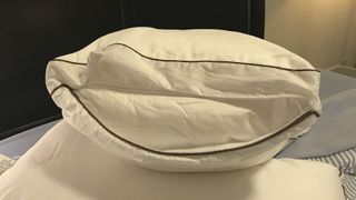Saatva Latex pillow, unzipped, to show inner chambers