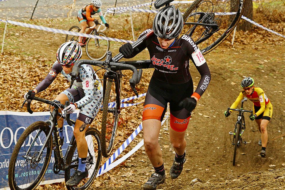 Three riders demonstrate the various approaches to &acirc;getting up the hill&acirc; -ride, lift and push.
