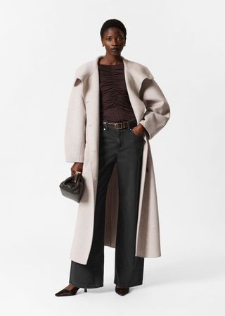 Funnel-Collar Wool Coat