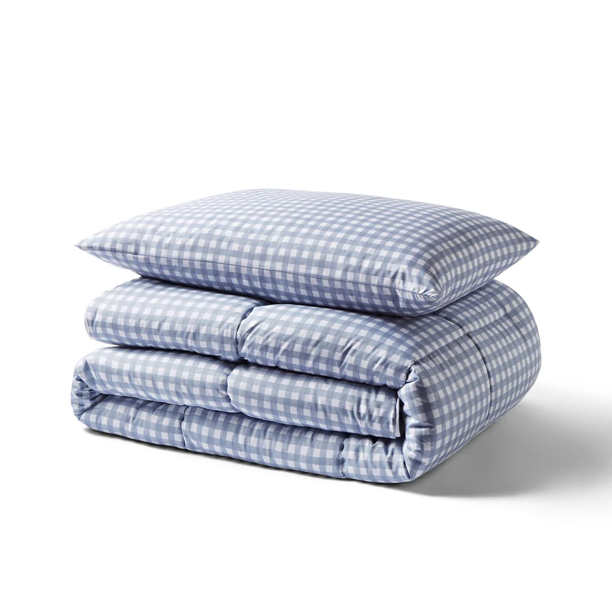 Night Lark coverless duvet in blue and white gingham