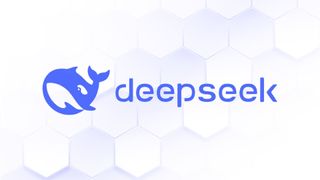 The DeepSeek logo against a hexagonal textured background