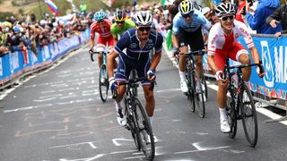 Julian Alaphilippe competing in the UCI Road World Championships cycling