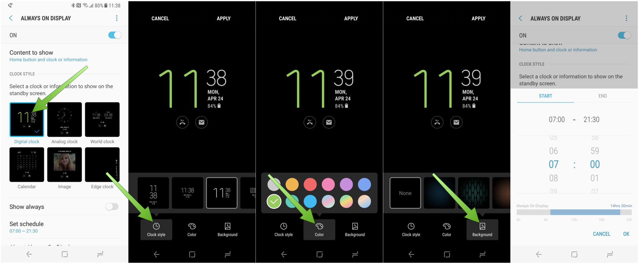 Always on display яркость. Samsung always on display стиль часов 14. Как поменять цвет часов на экране андроид. Часы самсунг с экраном.