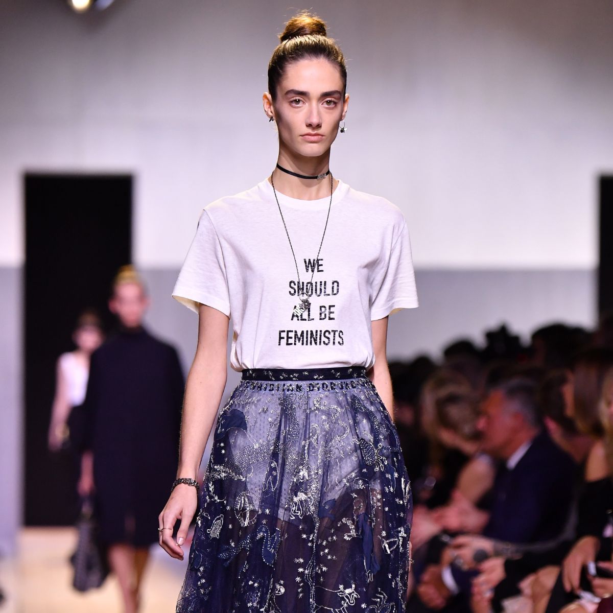 a model on the christian dior catwalk