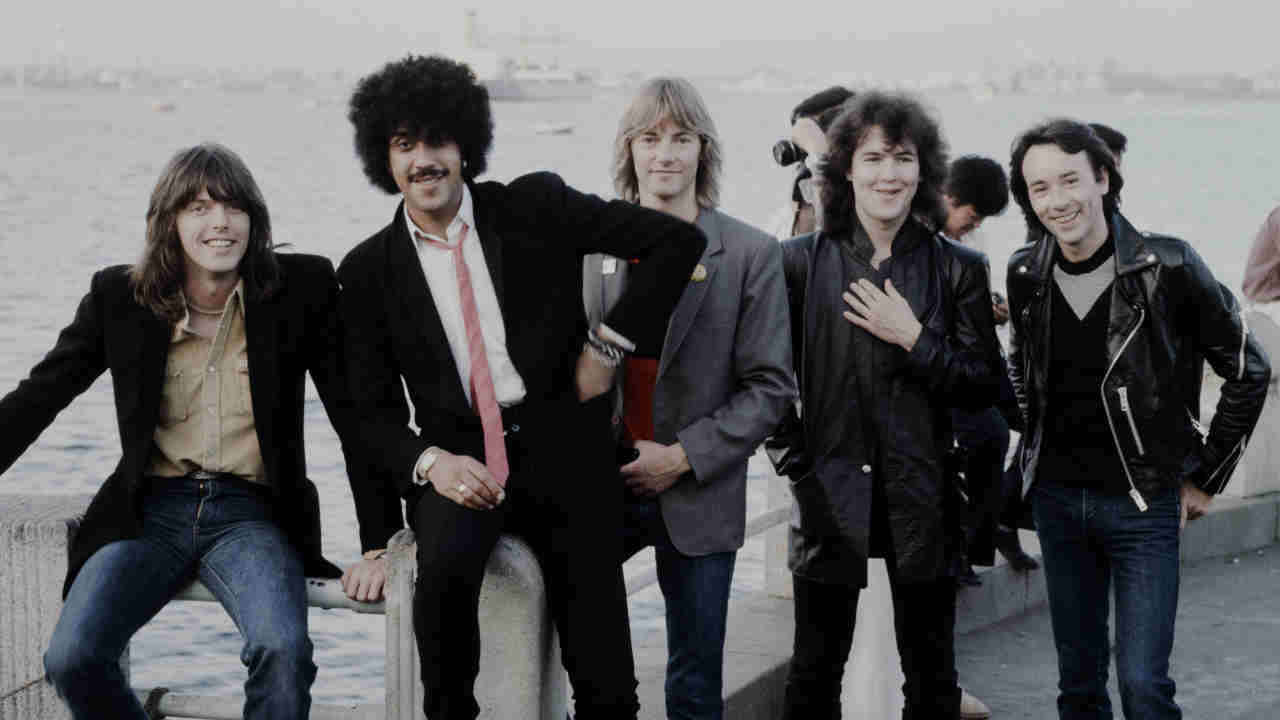 Thin Lizzy posing for a photograph in 1980