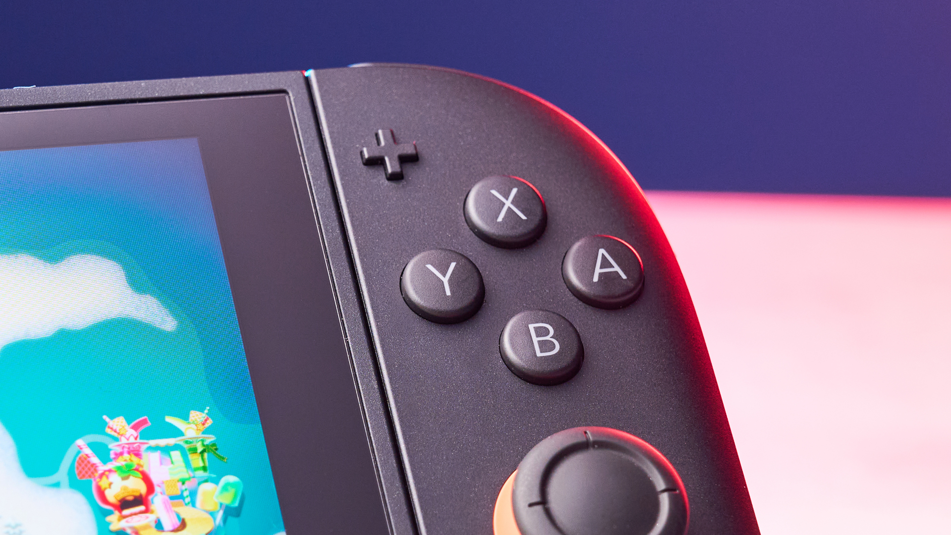 A Nintendo Switch 2 photographed under RGB lighting