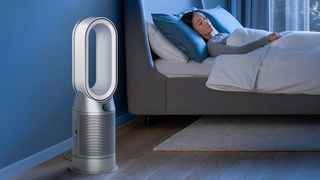 Dyson Purifier Hot + Cool HP07 in a bedroom