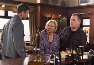 Eileen Grimshaw, George and Kit in Coronation Street