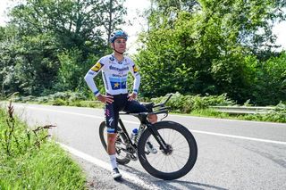Evenepoel shows off his European time trial champion's jersey