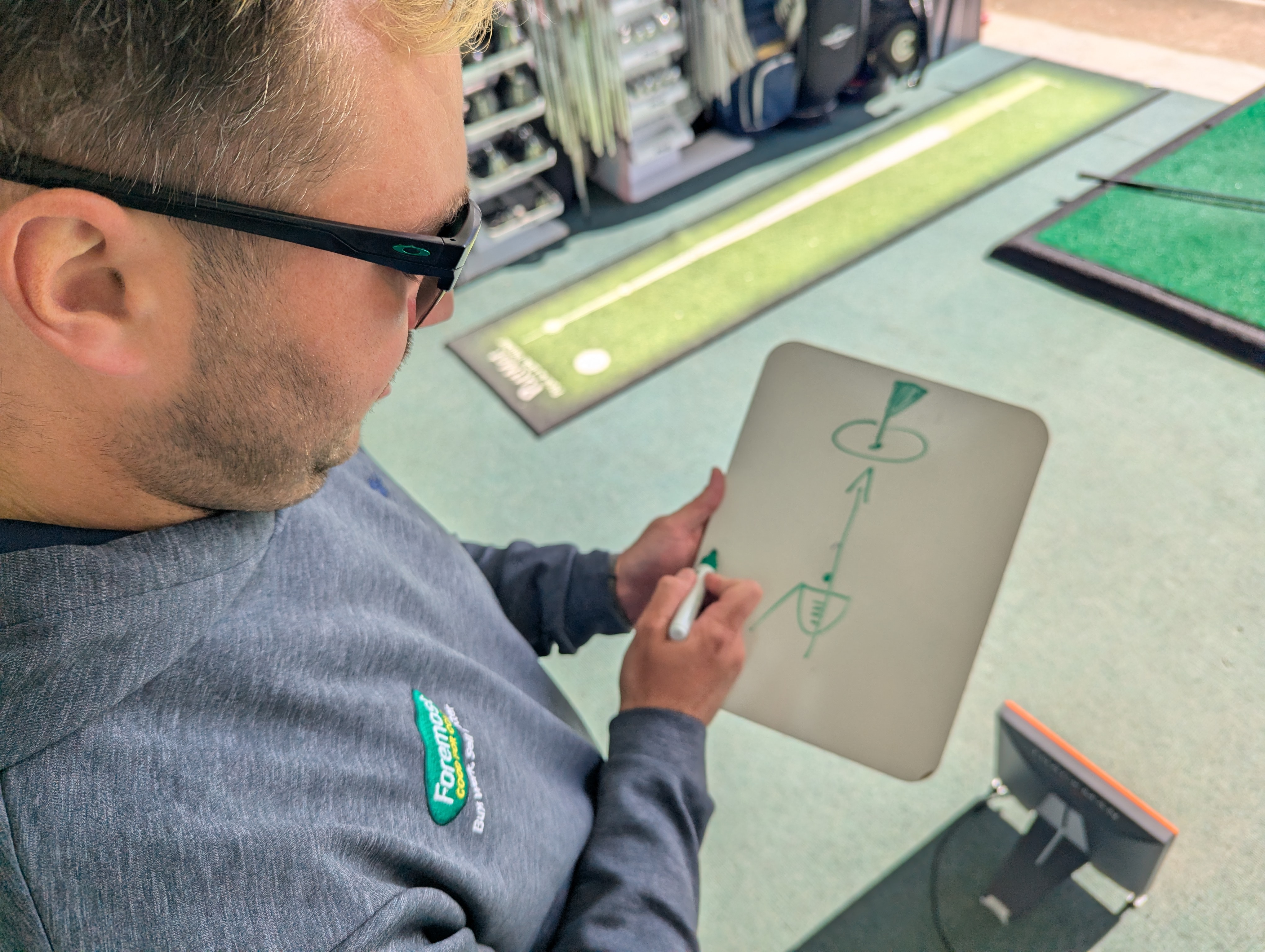 Top 50 coach Josh Mayo uses a diagram to demonstrate parallax error