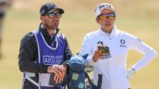 Yealimi Noh and her caddie at the AIG Women's Open