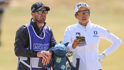 Yealimi Noh and her caddie at the AIG Women's Open